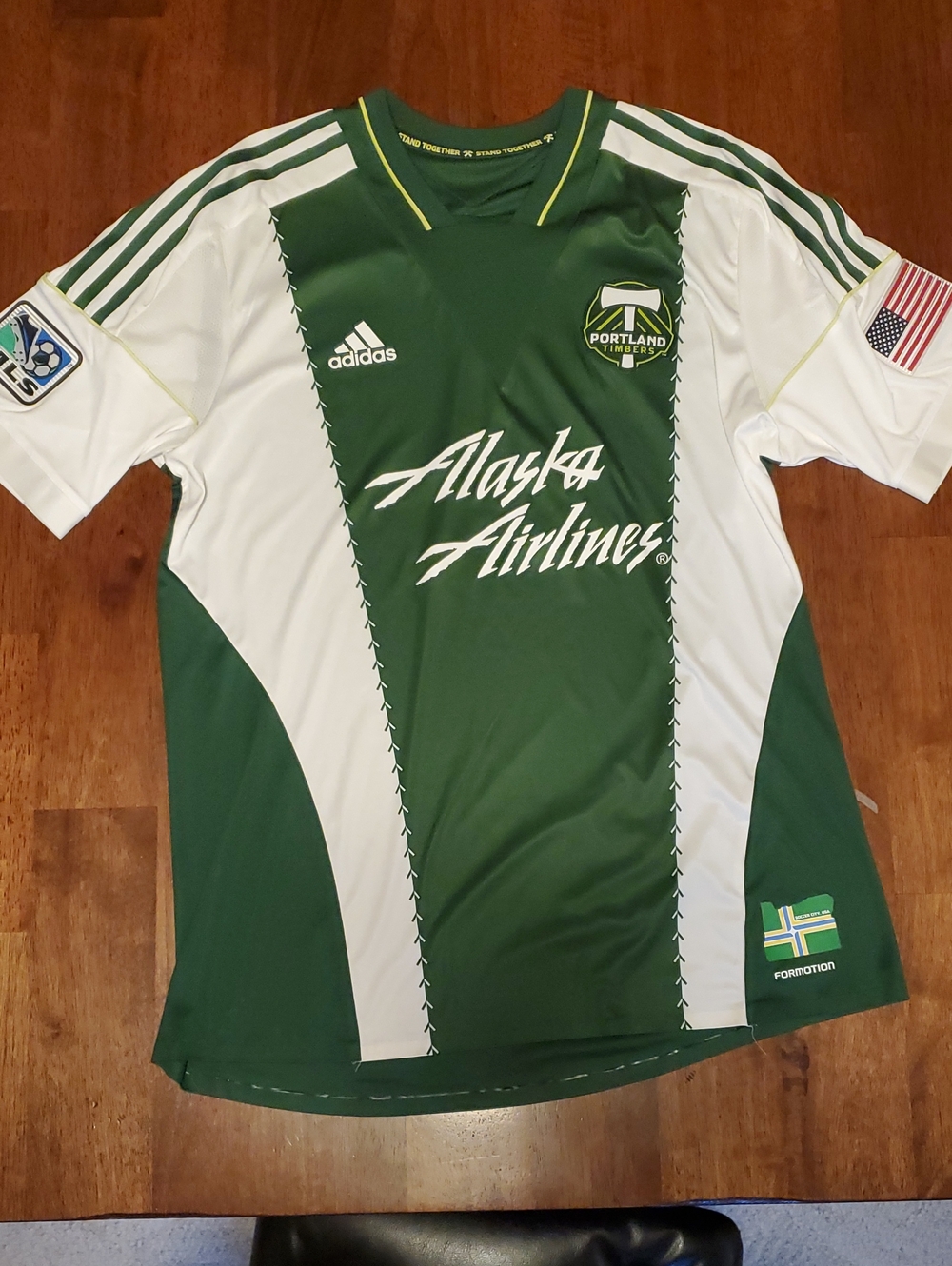 adidas Portland Timbers 2012/2013 Home Jersey Green & White, Size XL